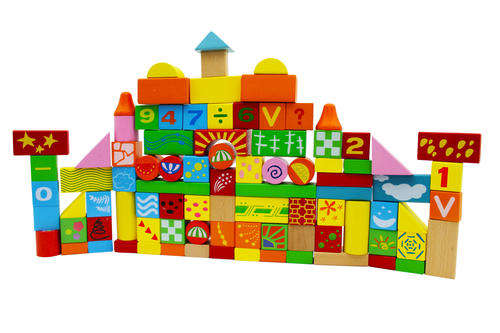 Toy - Wooden Printed Pattern Blocks100pc