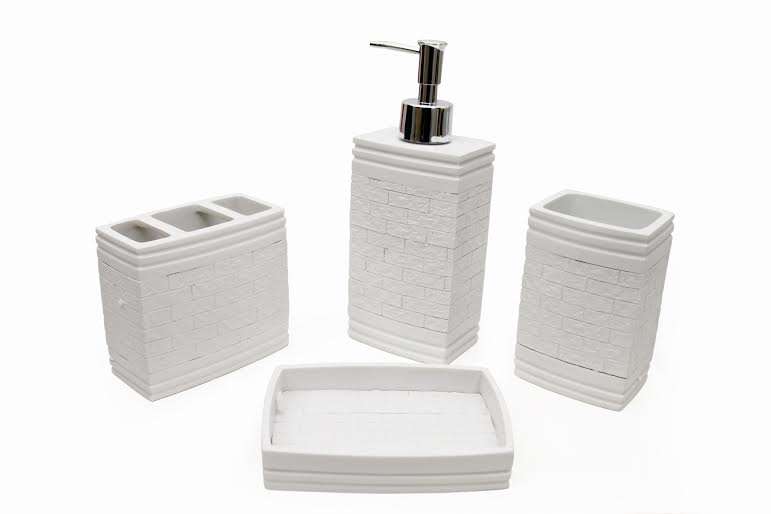 Bathroom - Set 4 pcs White Textured