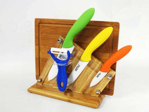 Knife Set with Stand - 5 pce with Bamboo Board