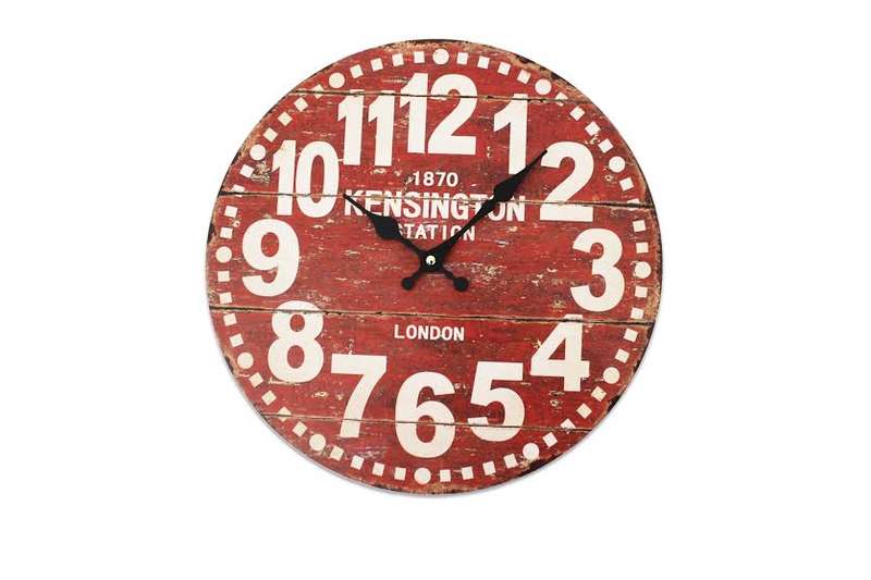 Wall Clock Red Kensington Station