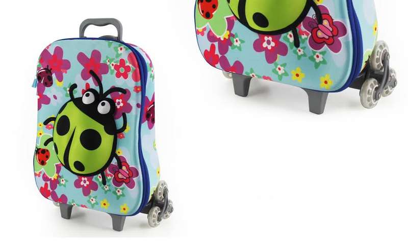 Kids - Backpack Trolley bag - 3D Green Lady bug