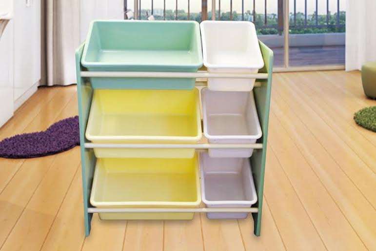 Kids Storage 3 Layer Rack yellow / green