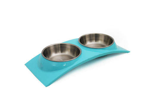 Pet - Retro Duo Feeder Blue