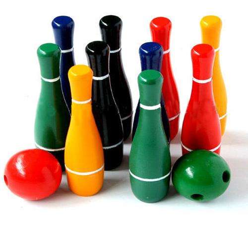 Wooden Colour Bowling Game
