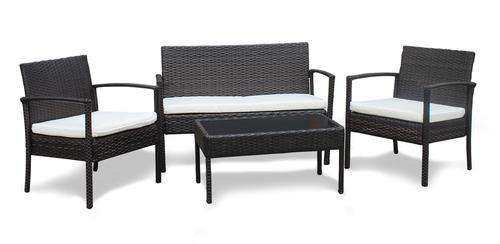 4 Piece Wicker Set Designer Outdoor Lounge Suite (Brown or Grey)