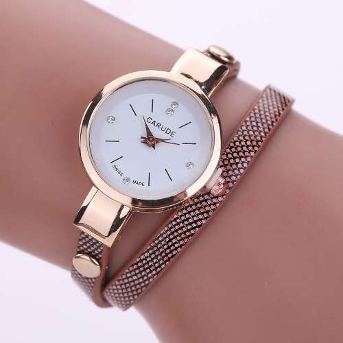 Ladies Leather Stainless Steel Watch