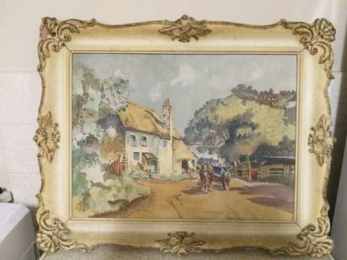 Farmhouse scene, oil on board signed H.L. Cooper