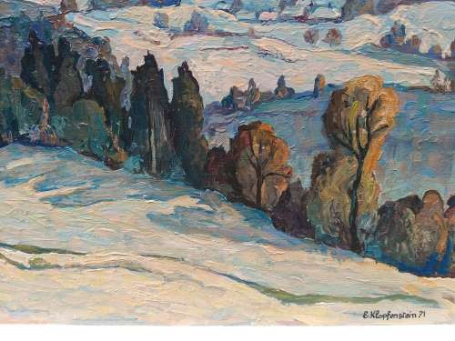 Landscape Oil on Board- signed E Klopfenstein `71