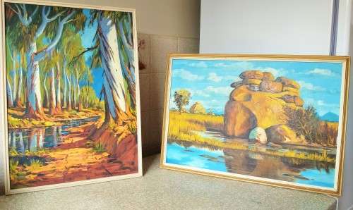 Two Beautiful landscape oil paintings signed and dated by artist J. P van der Walt