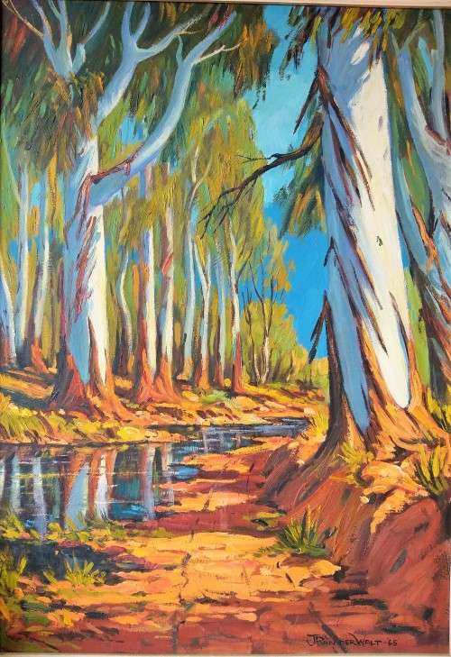 Two Beautiful landscape oil paintings signed and dated by artist J. P van der Walt