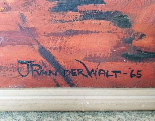Two Beautiful landscape oil paintings signed and dated by artist J. P van der Walt