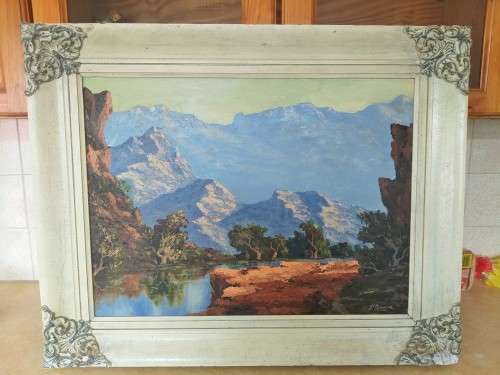 Large landscape Oil painting signed by artist H. Bouwer