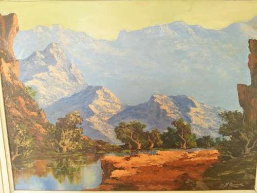 Large landscape Oil painting signed by artist H. Bouwer
