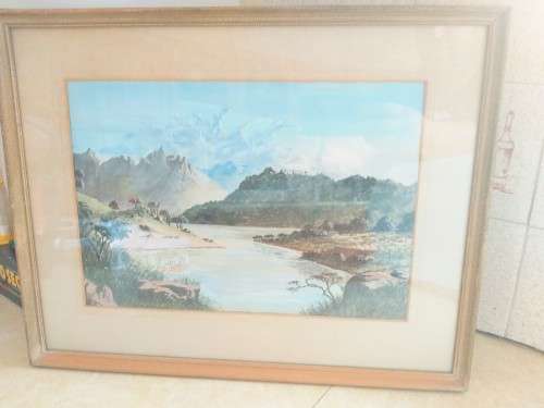 Landscape watercolour signed by artist Madge?? and dated 1948