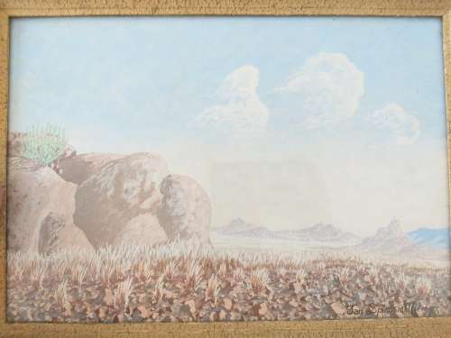 Namibian landscape signed Jan Spies