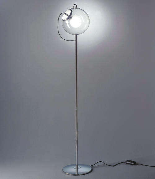 Chrome Standing Lamps with Blown Glass Sphere