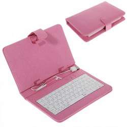 ** PINK ** Leather Case with Keyboard Stylus and USB 2.0 for 7 inch Tablet PC