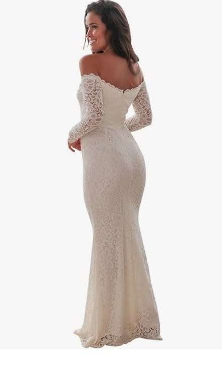 AGOGO Club Lace Embroidery Crochet Off Shoulder Maxi Evening Party Formal Dress