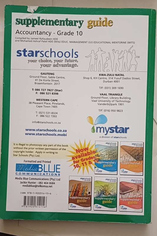STARSCHOOLS SUPPLEMENTARY GUIDE ACCOUNTANCY GRADE 10