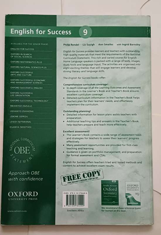 OXFORD ENGLISH FOR SUCCESS TEACHER'S BOOK GRADE 9