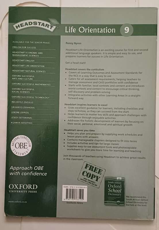 OXFORD HEADSTART LIFE ORIENTATION TEACHER'S BOOK GRADE 9