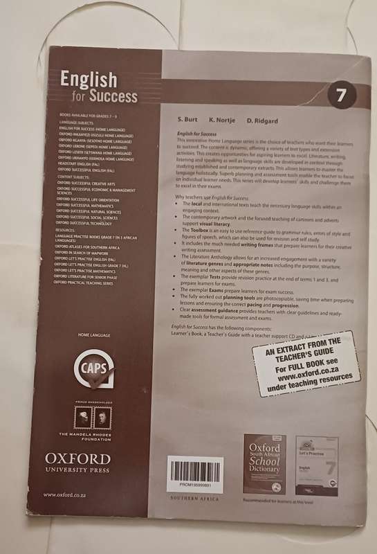 CAPS OXFORD ENGLISH FOR SUCCESS TEACHER'S GUIDE GRADE 7