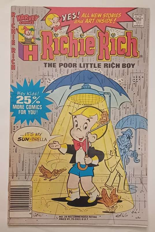 HARVEY COMICS - RICHIE RICH THE POOR LITTLE RICH BOY NO 39