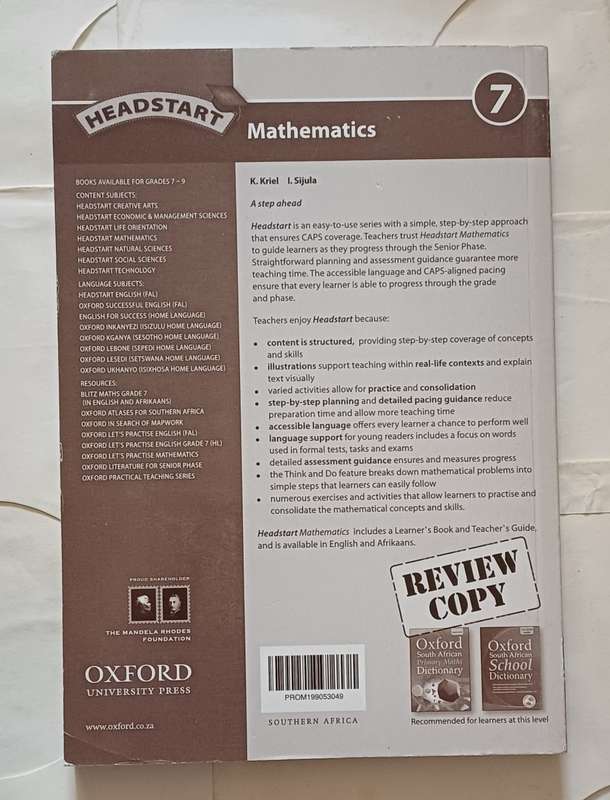 CAPS - OXFORD HEADSTART MATHEMATICS TEACHER'S GUIDE GRADE 7