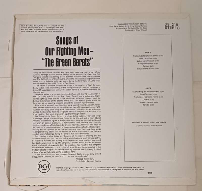 SSGT BARRY SADLER - BALLADS OF THE GREEN BERETS