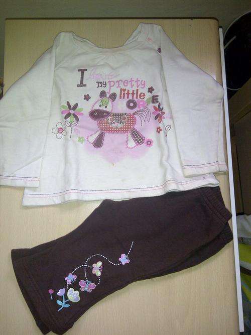 BABY GIRLS BROWN AND CREAM TRACKSUIT 9-12 MONTHS