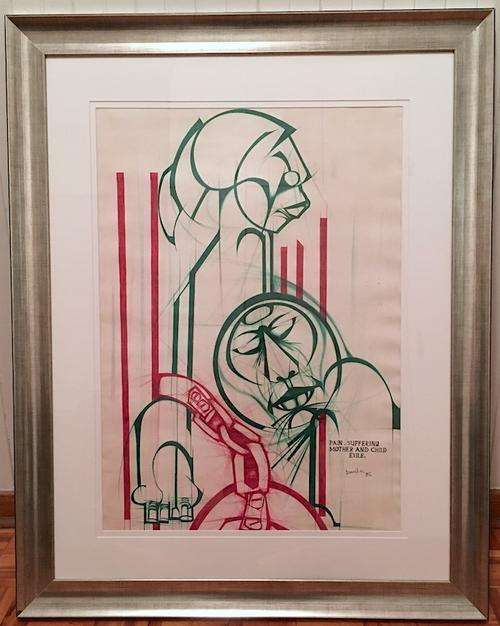 Dumile Feni (South African 1942-1991) - Pen and Ink on Paper - 760mm x 550mm - "R55 000"