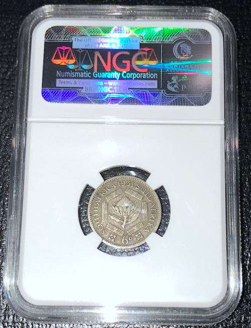1931 Union of South Africa - Sixpence (6d) - NGC VG8 - RARE - LOW MINTAGE: 4805