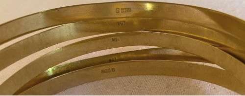 9ct Gold Bangles | 5 x 0.5cm and 6.5cm + 1 x 1.2cm and 6.5cm | 49.1gr total! | BV R337/gr/9ct