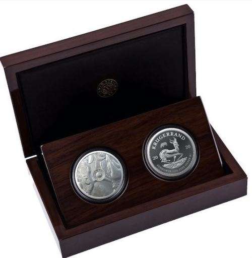 SEALED | 2020 Proof Rhino Privy Krugerrand 1oz and Rhino R5 1oz | Silver Twin Coin Set | Series 1