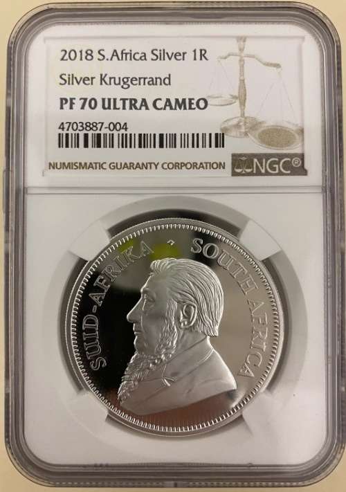 FINEST KNOWN | 2018 Krugerrand Silver 1oz | NGC Graded PF70UC | SA MINT