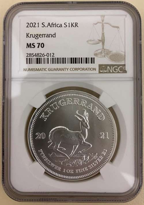 FINEST KNOWN | 2021 Krugerrand Silver 1oz | NGC Graded MS70 | SA MINT