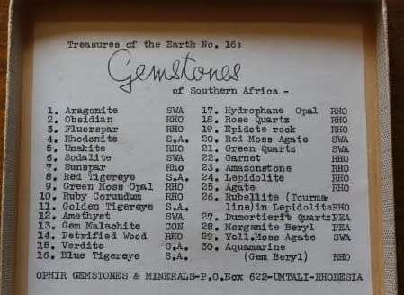 RARE | Treasures of the Earth No 16: Gemstones of Southern Africa | 30 Specimens @ R50 a Piece!