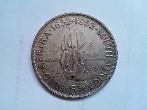 South African Five Shillings Coin 1652-1952