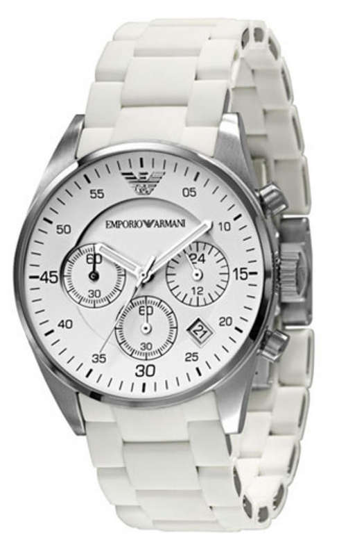 Emporio Armani AR5867 Round White Chronograph Ladies' Sports Watch