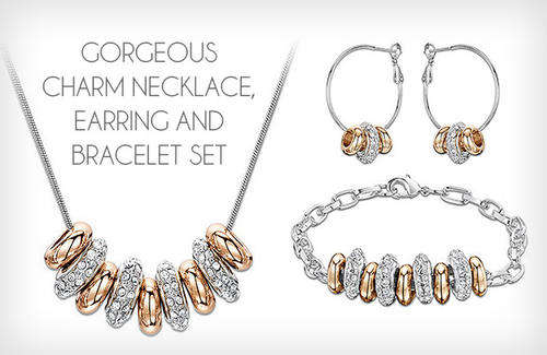 Gorgeous Swarovski Elements Encrusted Jewellery - Necklace, Bracelet and Earrings