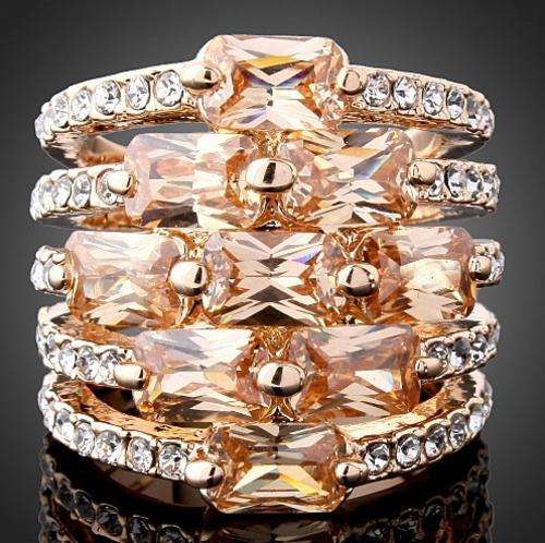 Fashion 18K Rose GP Ring Use Multicolour Swarovski Austrian Crystal&Zircon Full Size in stock