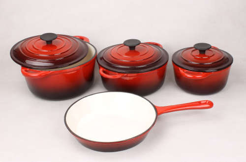 NEW UNIQUE AND DELUXE 7 PIECE CAST IRON POT SET**Three COLOR