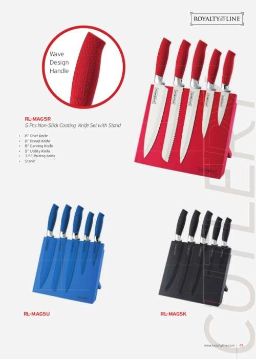 5 Piece Non-Stick Coating Knife Set with Magnetic Stand RL-MAG5R / RL-MAG5U / RL-MAG5K