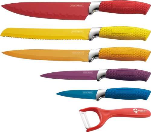 Royalty Line Steel Colourful Knife Set - 5 Piece Stainless  + FREE BONUS (PEELER)