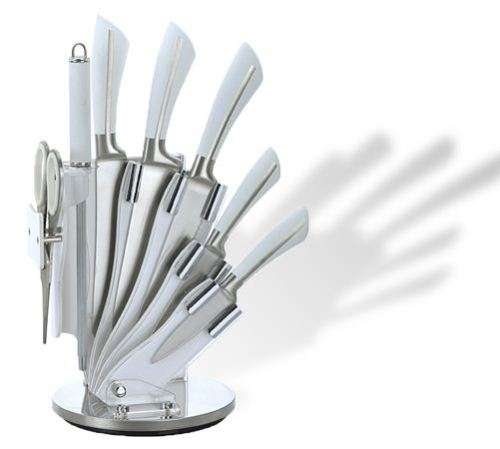 Royalty Line - 8 Pieces Non-Stick Coating Knife Set with Stand - White (READ THE DESCRIPTION)