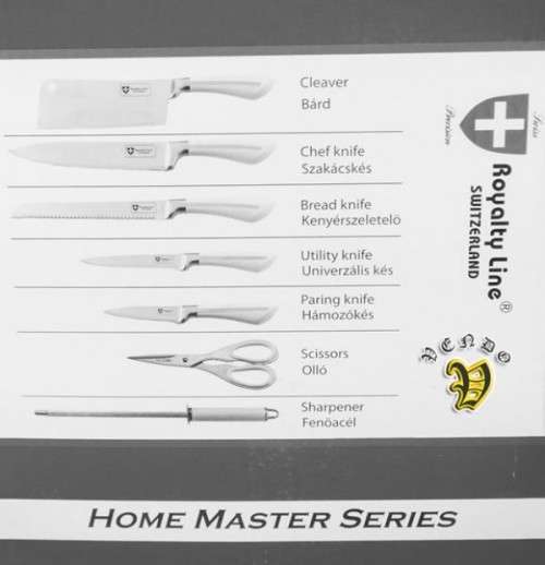 Royalty Line 8-Piece Stainless Steel Knife Set With Rotating Stand - White
