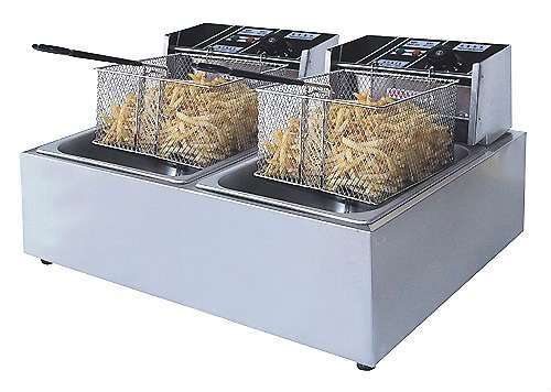 BRAND NEW DOUBLE ELECTRIC CHIPS FRYER 2 X 6 LTR TANK