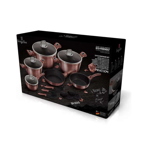 Berlinger Haus 15-Piece Marble Coating Cookware Set - i-Rose, BH-6045 ( READ THE DESCRIPTION)