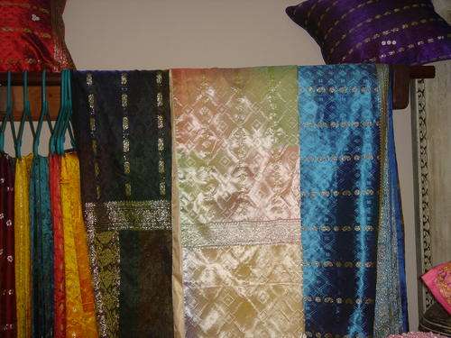 Imported King Size 100% sari silk bedspread / throw - NEW!