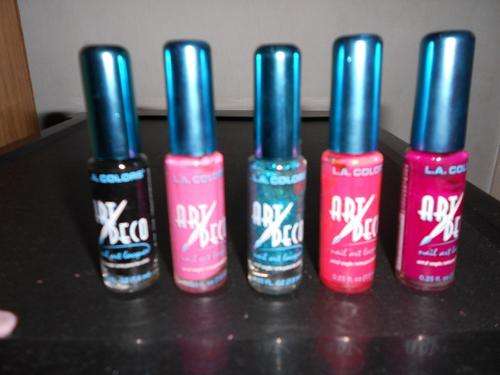 10 bottles of nail art paint in various colours